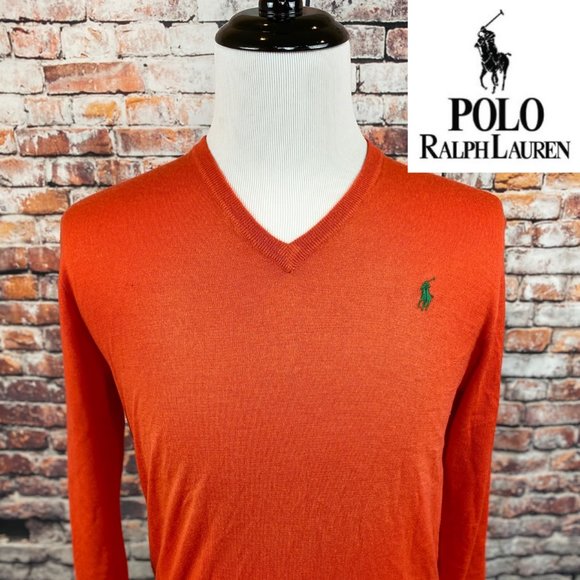 Polo Ralph Lauren Custom Fit Orange Merino Sweater - Picture 1 of 4
